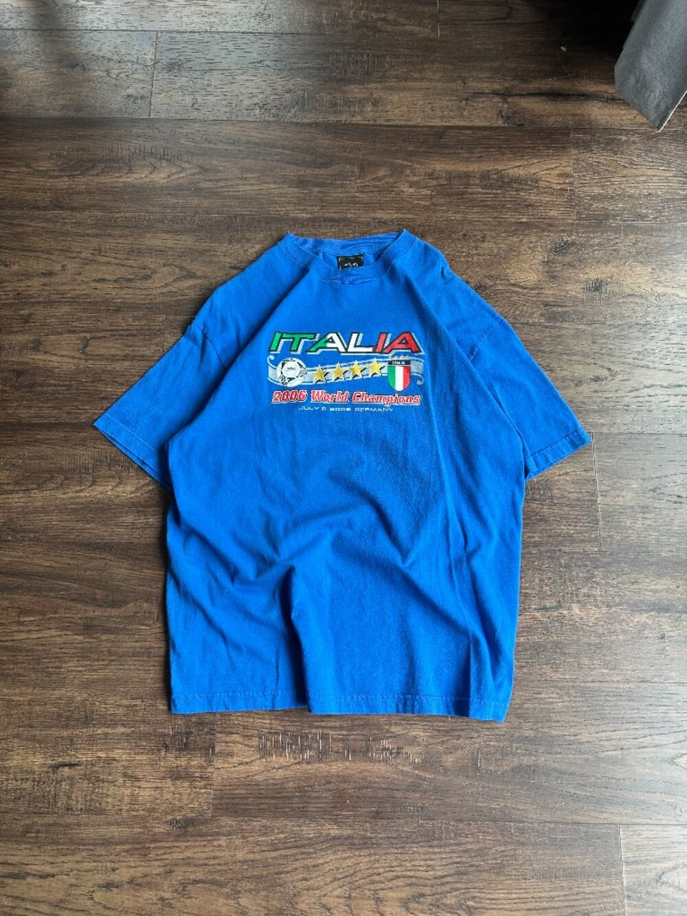 2006 World Cup Italie Football Umbro Blue Tee Vintage - XL